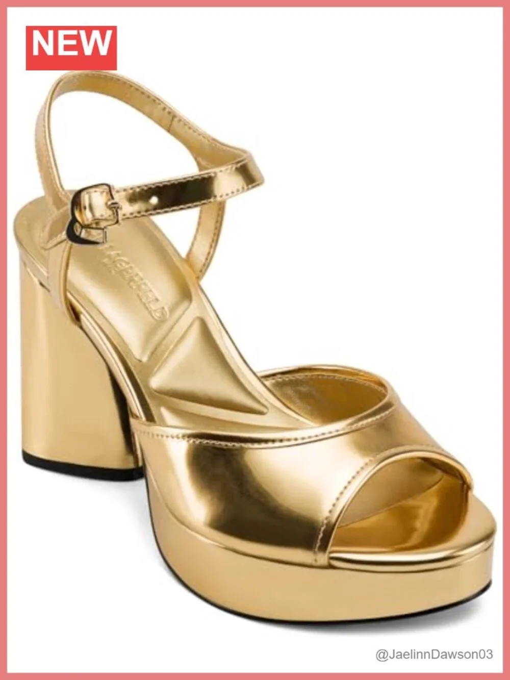 Karl Lagerfeld Women's Hallet Platform Block Heel Ankle Strap Leather Sandals